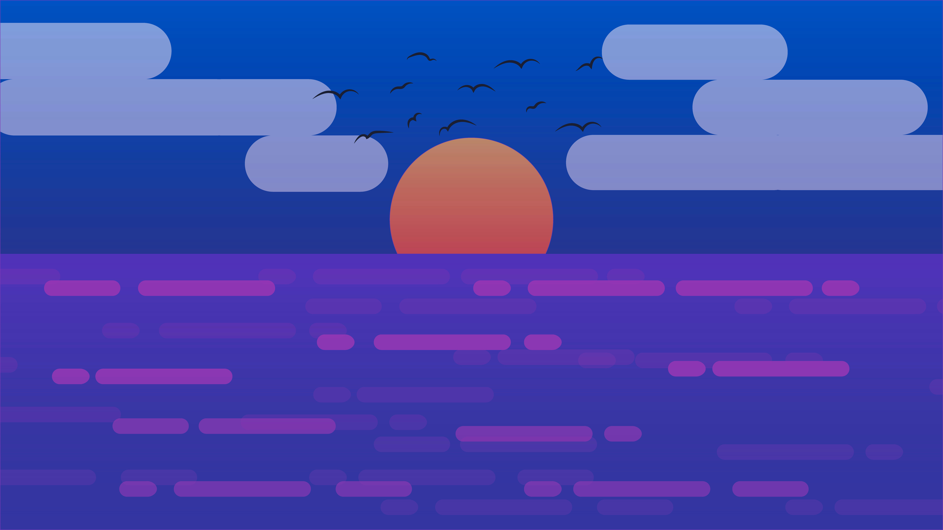 Sunset by the Sea Illustration